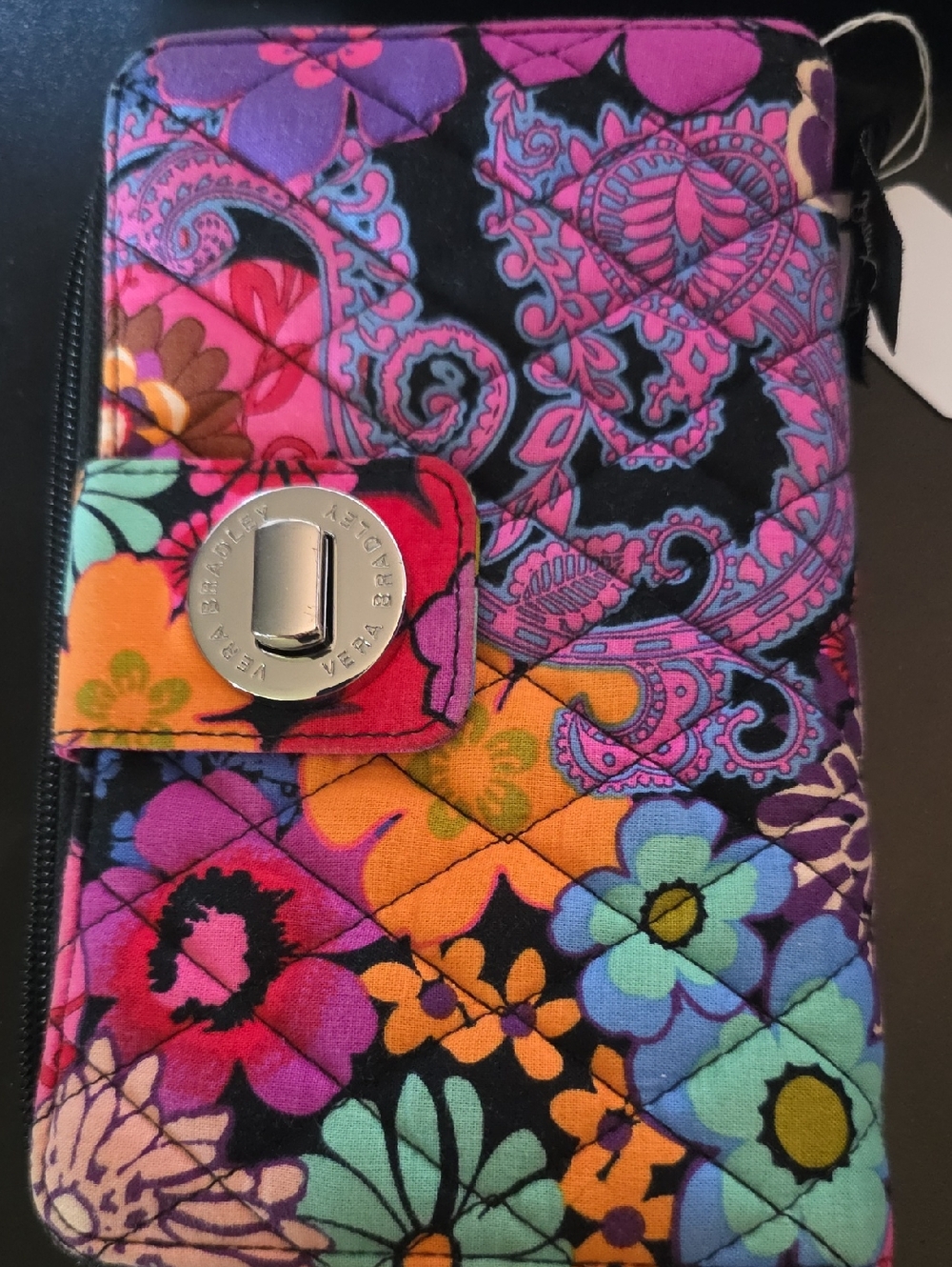 Vera Bradley Quilted Floral Paisley Wallet - Pink, Purple, Teal, Orange, Black